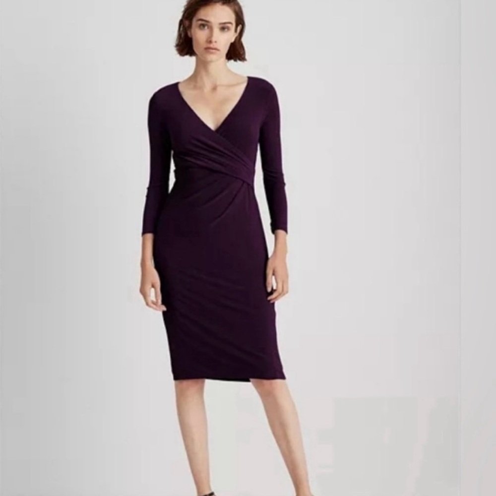 Lauren Ralph Lauren Women Jersey long sleeve dress size 2 resin ( purple )